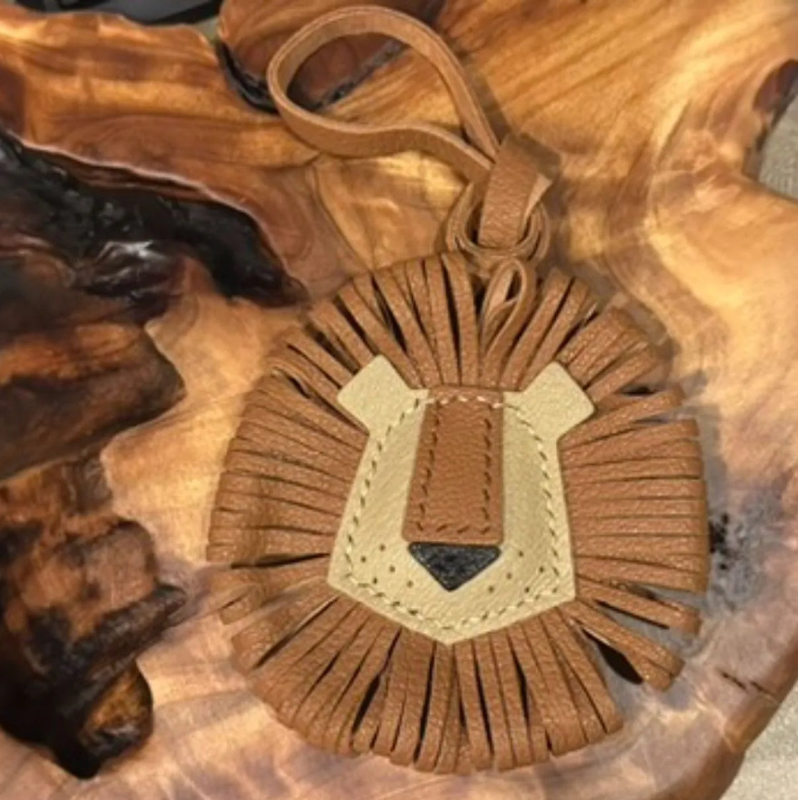 Premium sheepskin lion handbag charm with dustbag