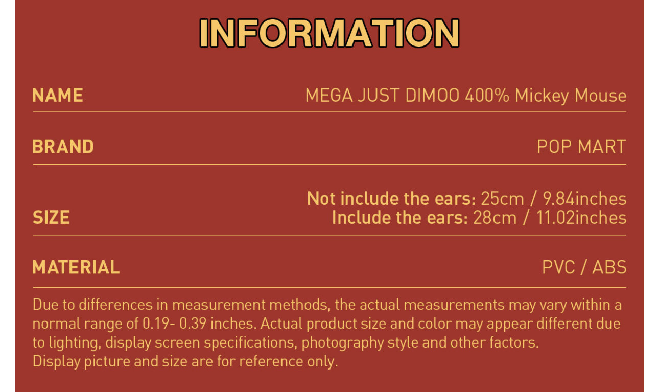 MEGA just Dimoo 400% Mickey Mouse
