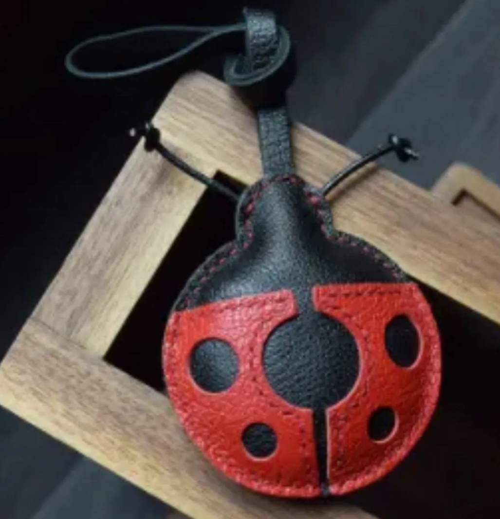 Premium sheepskin handbag charm - ladybug