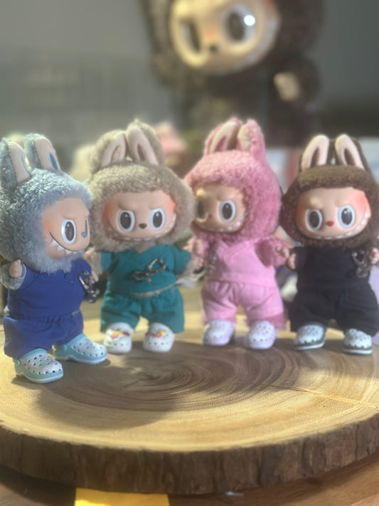 In- stock - 17cm labubu Scrubs outfit/ stethoscope pin/ clogs with charms